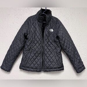 TNF Girls Reversible Mossbud Jacket S 7/8  Quilted Puffer to Faux Fur Fleece